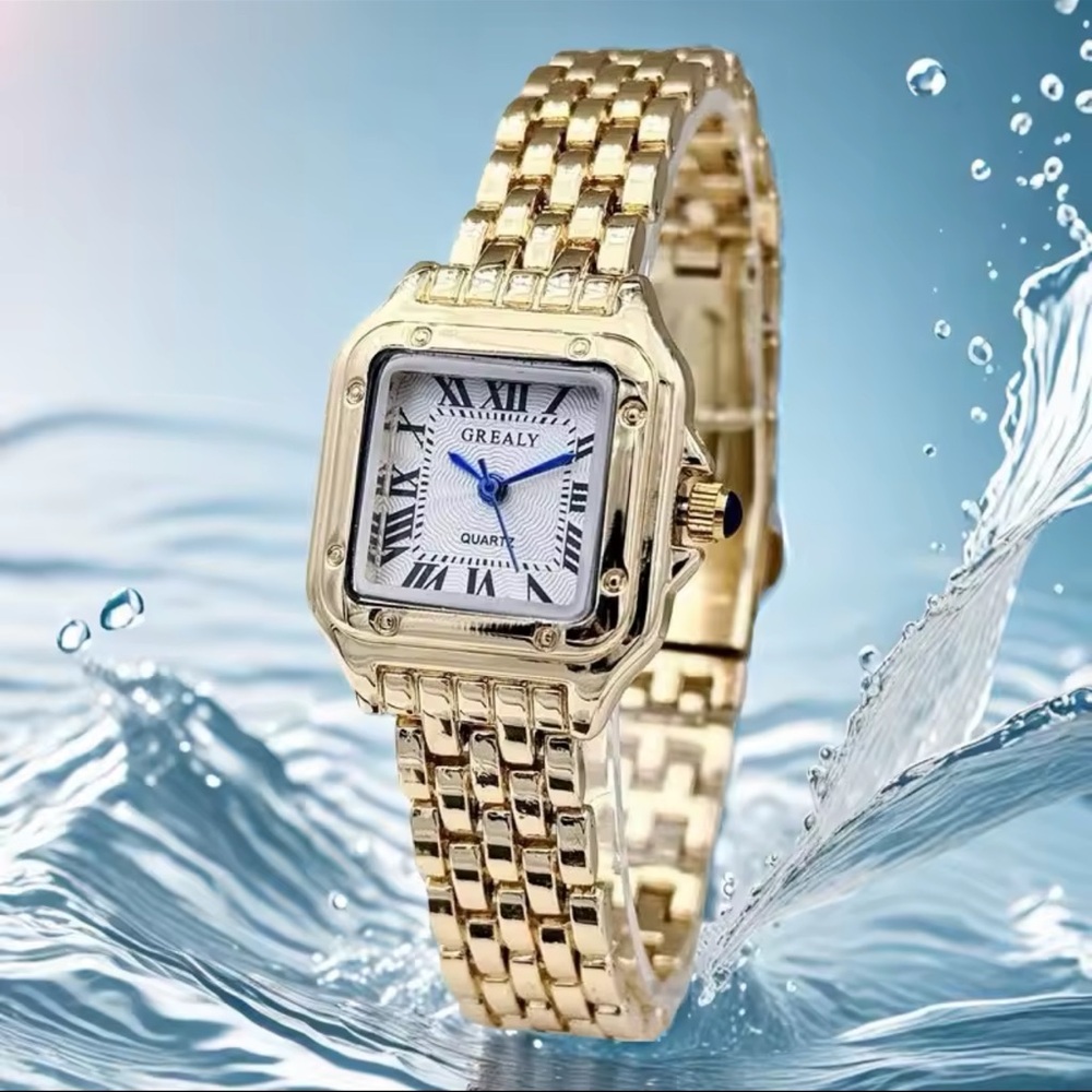 Panthere Classic Rectangle Stainless Steel Gold Watch - Picture 7 of 16
